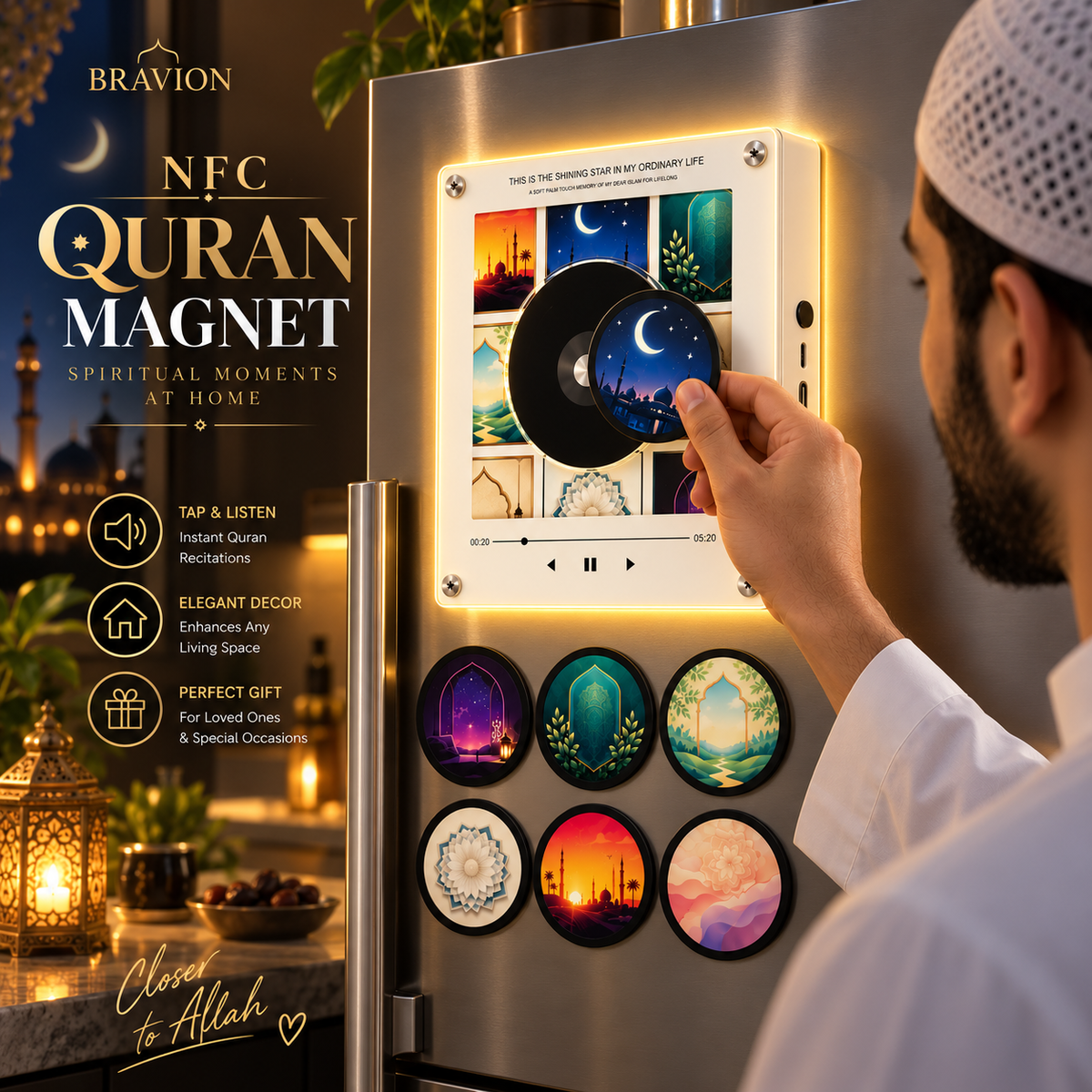 Quran Player Magnet on the fridge